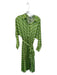 MNG Size 6 Green & White Polyester Long Sleeve Accordion Lines Maxi Dress Green & White / 6