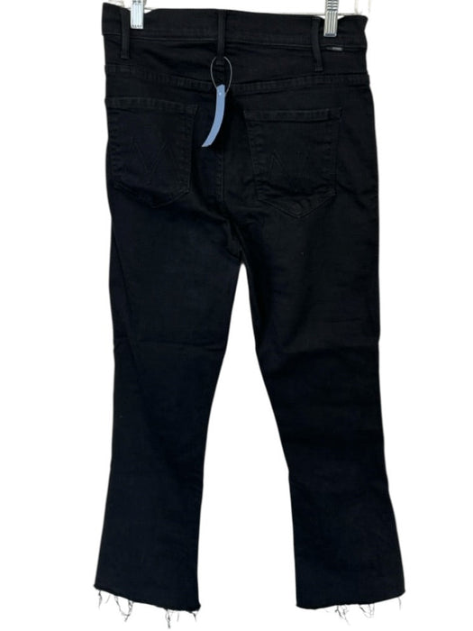 Mother Size 29 Black Cotton Blend High Waist Bootcut Cropped Raw Hem Jeans Black / 29