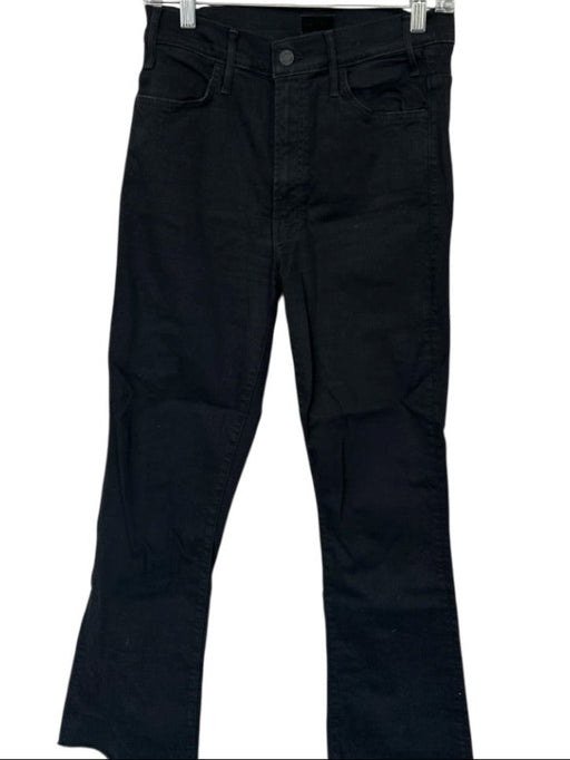 Mother Size 29 Black Cotton Blend High Waist Bootcut Cropped Raw Hem Jeans Black / 29