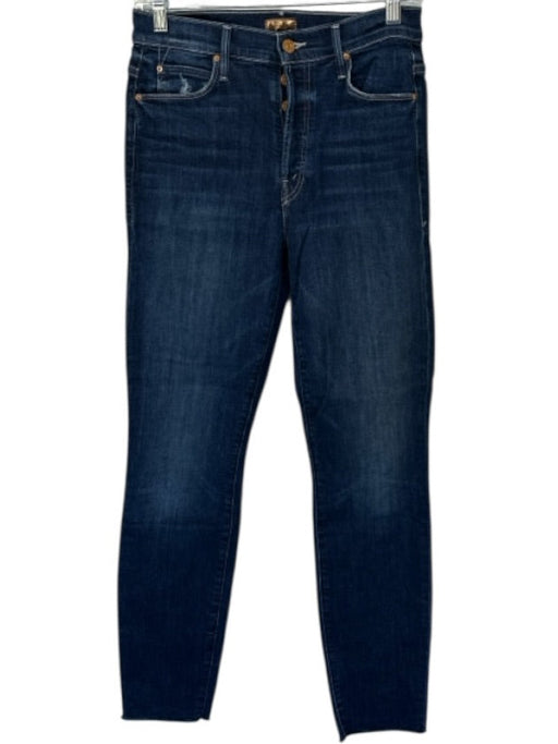 Mother Size 27 Dark Wash Cotton Blend High Waist Button Fly Skinny Jeans Dark Wash / 27
