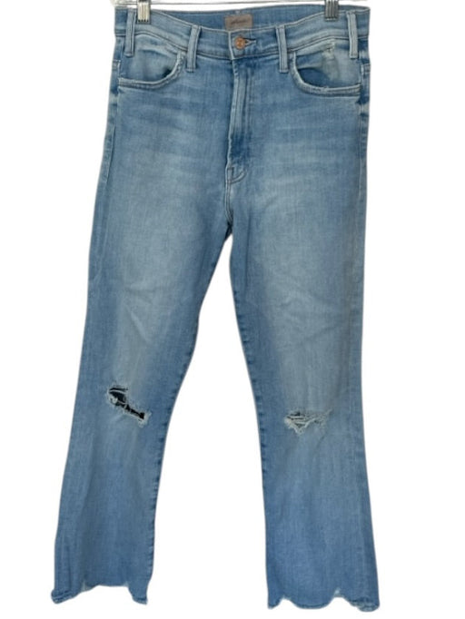 Mother Size 28 Med Light Wash Cotton Blend High Waist Flare distressed Jeans Med Light Wash / 28