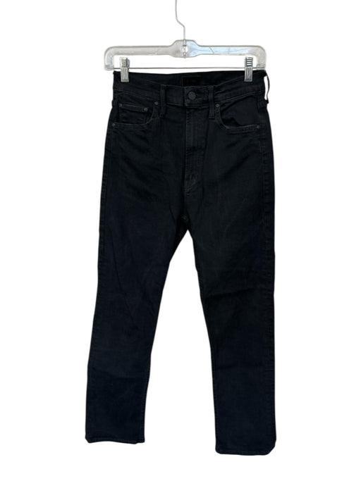 Mother Size 27 Black Cotton Blend High Waist Straight Leg Jeans Black / 27