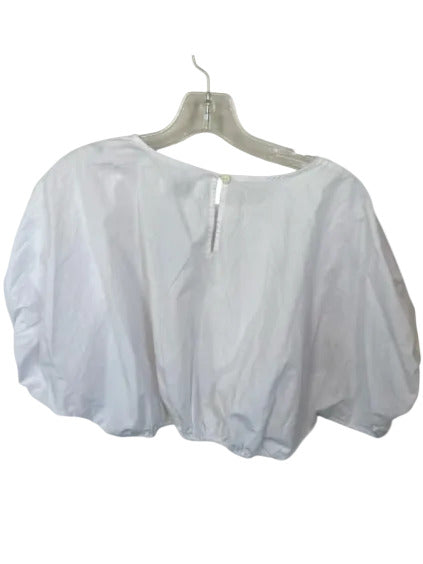 S/W/F Size L White Cotton Short Balloon Sleeve Elastic Waist Cropped Top White / L