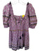 Sea New York Size M Purple & Blue Cotton Short Balloon Sleeve Flowers Dress Purple & Blue / M