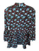De Loreta Size L Brown & Blue Cotton Long Bell Sleeve Flowers Back Zip Dress Brown & Blue / L