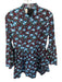De Loreta Size L Brown & Blue Cotton Long Bell Sleeve Flowers Back Zip Dress Brown & Blue / L