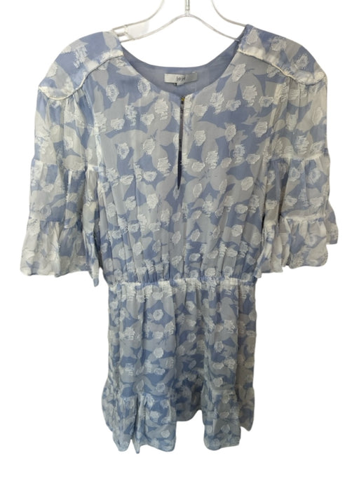 Joie Size S Blue & White Short Sleeve Flower Elastic Waist Dress Blue & White / S