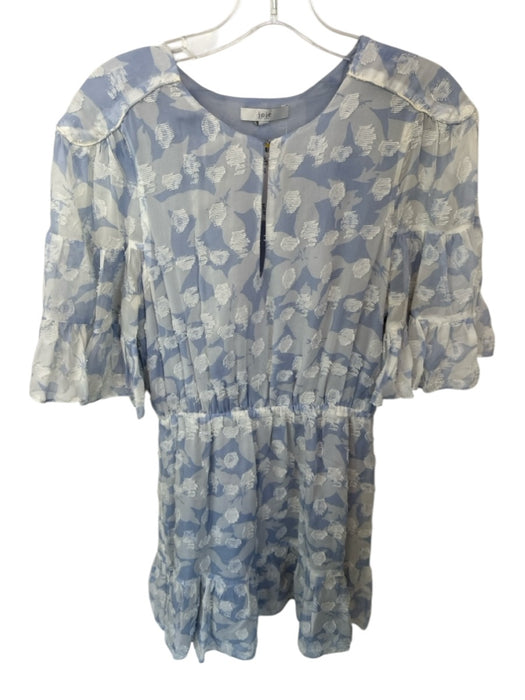 Joie Size S Blue & White Short Sleeve Flower Elastic Waist Dress Blue & White / S