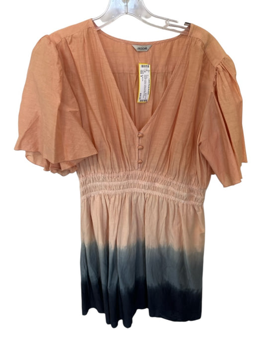 St. Roche Size 8 Orange & Gray Cotton & Silk Short Sleeve Ombre Dress Orange & Gray / 8
