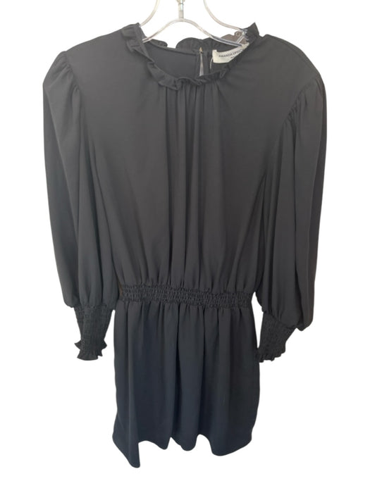 Amanda Uprichard Size S Black Polyester Long Balloon Sleeve Smocked Waist Dress Black / S