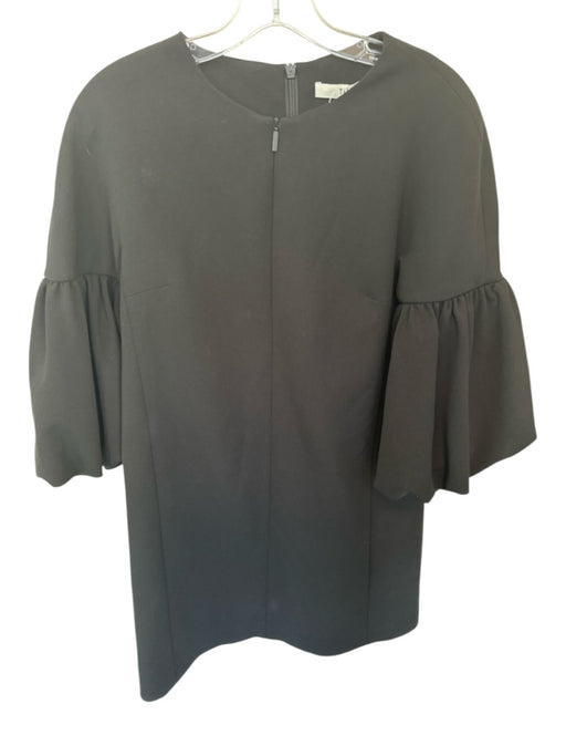 Tibi Size 4 Black Polyester Blend Long Bell Sleeve Front Zip Dress Black / 4