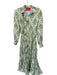 La Double J Size Est M Sage & Cream Silk Long Sleeve Abstract Collar Dress Sage & Cream / Est M