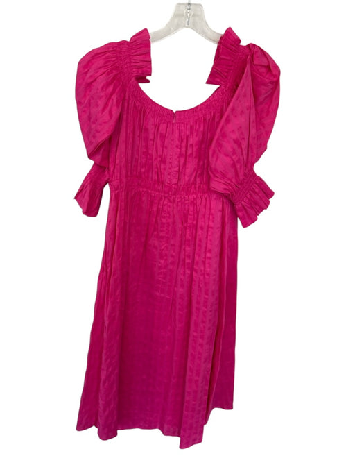 Cult Gaia Size 6 Pink Linen Blend Long Balloon Sleeve Buttons Striped Dress Pink / 6