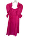 Cult Gaia Size 6 Pink Linen Blend Long Balloon Sleeve Buttons Striped Dress Pink / 6