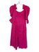 Cult Gaia Size 6 Pink Linen Blend Long Balloon Sleeve Buttons Striped Dress Pink / 6