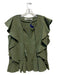 Marie Oliver Size S Army Green Silk & Linen Blend Ruffle Tassel short sleeve Top Army Green / S