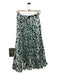 Milly Size 4 Aqua, Black & White Print Polyester Pleated Abstract Maxi Skirt Aqua, Black & White Print / 4