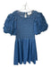 Cleobella Size L Dark Wash Cotton Short Sleeve Rouched Ruffles Dress Dark Wash / L