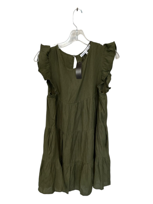 English Factory Size M Olive Green Polyester Blend Flutter Sleeves Dress Olive Green / M