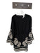 H&M Size M Black & Tan Viscose Blend Long Sleeve Embroider Detailing Dress Black & Tan / M