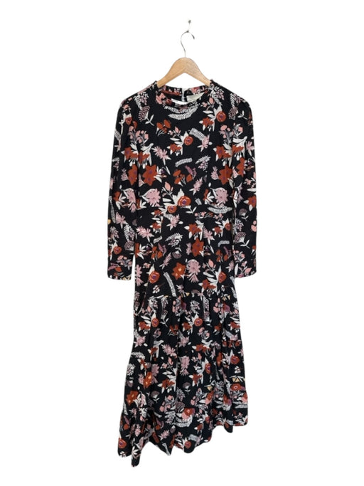 Carolina K Size M Orange & Black Cotton Long Sleeve Botanical Maxi Dress Orange & Black / M