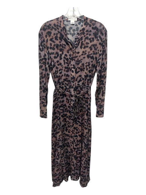 Cloth & Stone Size S Brown & Black Rayon Blend Long Sleeve Spotted Maxi Dress Brown & Black / S