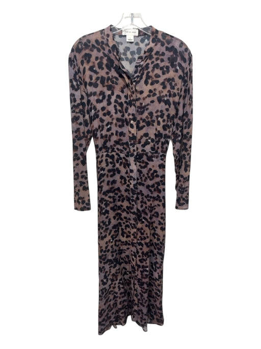 Cloth & Stone Size S Brown & Black Rayon Blend Long Sleeve Spotted Maxi Dress Brown & Black / S