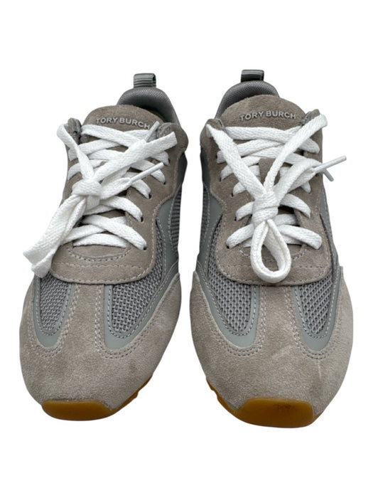 Tory Burch Shoe Size 6.5 Gray Suede & Synthetic Lace Up Low Top Sneakers Gray / 6.5