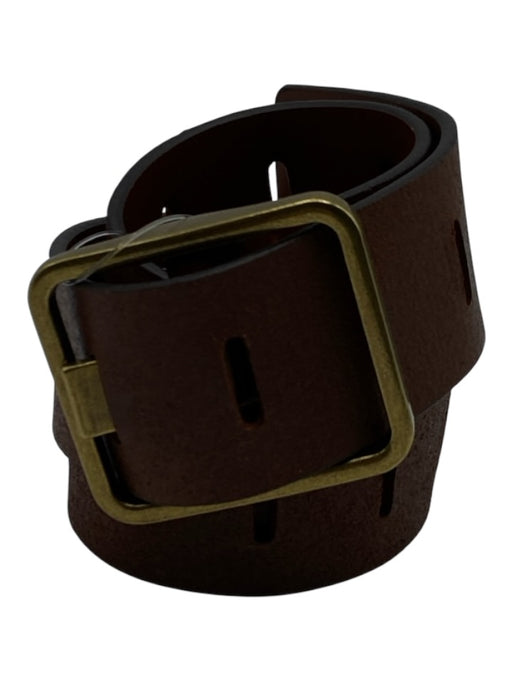 Anthropologie Brown Leather Gold Buckle Belt Brown / S