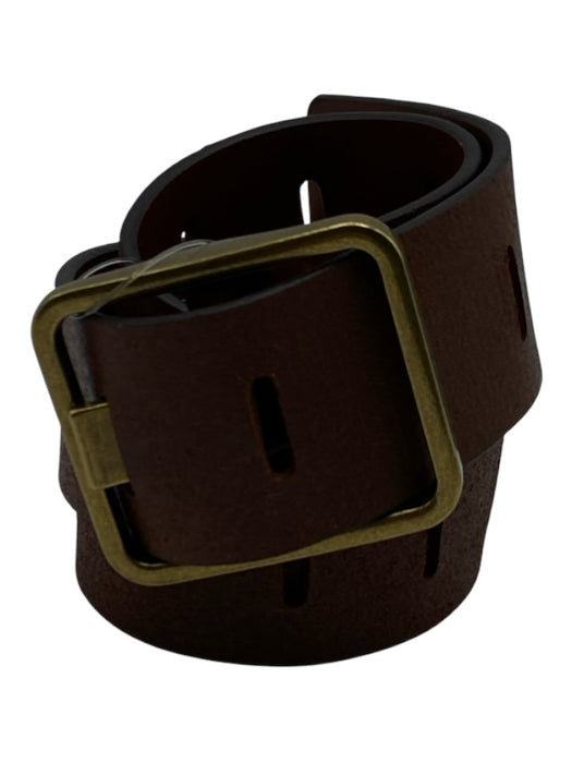 Anthropologie Brown Leather Gold Buckle Belt Brown / S