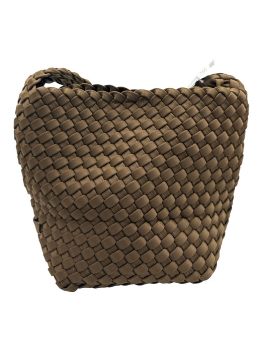 Naghedi Taupe Brown Neoprene Woven Magnetic Close Bucket Crossbody Bag Taupe Brown