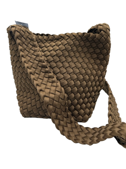 Naghedi Taupe Brown Neoprene Woven Magnetic Close Bucket Crossbody Bag Taupe Brown