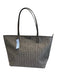 Tory Burch Gray Coated Canvas Monogram Lattice Zip Top Tote Bag Gray