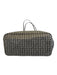 Tory Burch Gray Coated Canvas Monogram Lattice Zip Top Tote Bag Gray