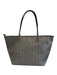 Tory Burch Gray Coated Canvas Monogram Lattice Zip Top Tote Bag Gray