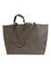 Tory Burch Taupe Gray Leather Top Handle Logo Detail Clip clasp Tote Bag Taupe Gray
