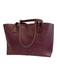 Tory Burch Bordeaux Red Leather Top Handle Logo Detail Clip clasp Tote Bag Bordeaux Red