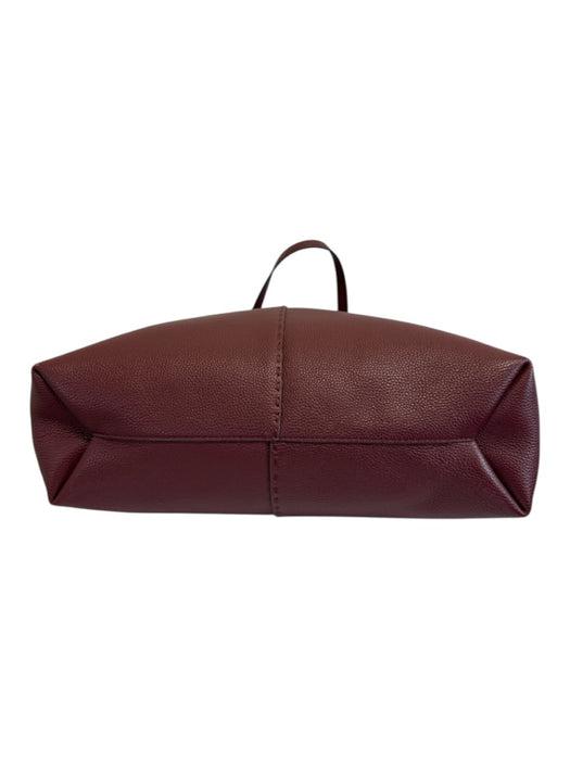 Tory Burch Bordeaux Red Leather Top Handle Logo Detail Clip clasp Tote Bag Bordeaux Red