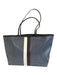 Tory Burch Brown, Blue, White Coated Canvas Leather trim Monogram Tote Bag Brown, Blue, White / M