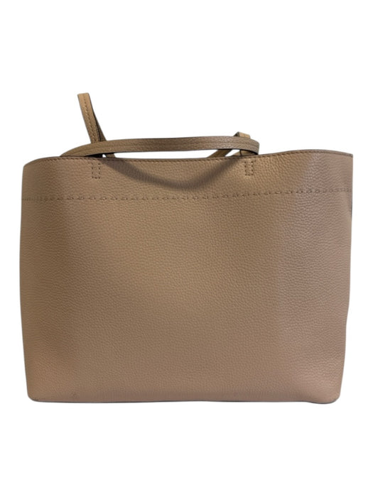 Tory Burch Beige Leather Inner Pocket Logo Stitch Detail Tote Bag Beige / L