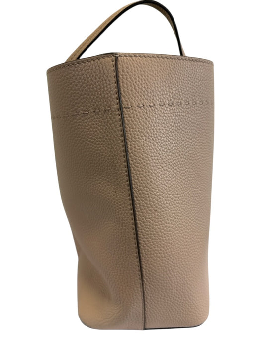 Tory Burch Beige Leather Inner Pocket Logo Stitch Detail Tote Bag Beige / L