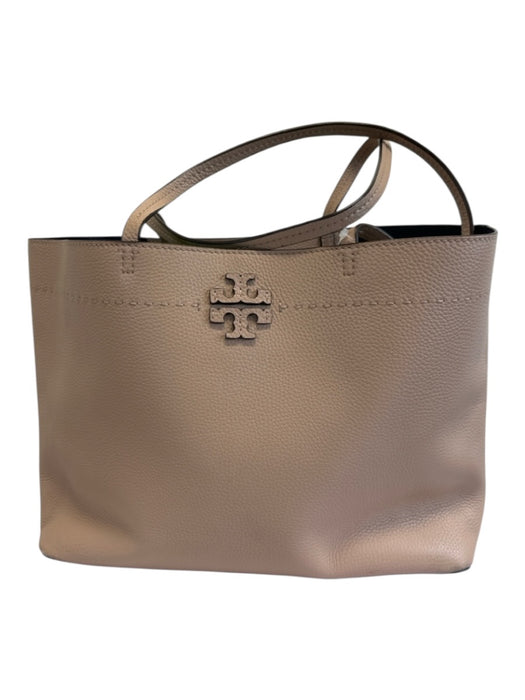 Tory Burch Beige Leather Inner Pocket Logo Stitch Detail Tote Bag Beige / L