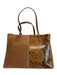 Tory Burch Brown & Orange Suede Leather Snake Fabric Block Tote Bag Brown & Orange / L