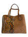 Tory Burch Brown & Orange Suede Leather Snake Fabric Block Tote Bag Brown & Orange / L