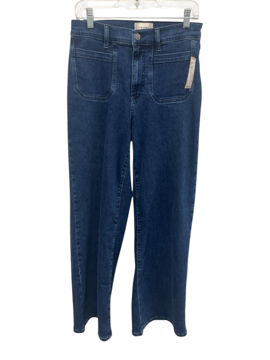 Frame Size 29 Dark Wash Cotton Denim Zip Fly High Rise Wide Leg Jeans Dark Wash / 29