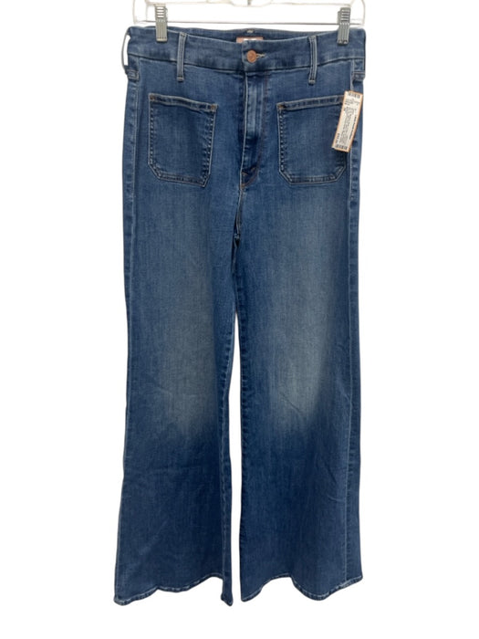 Mother Size 28 Medium Wash Cotton & Polyester Zip Fly High Rise Wide Leg Jeans Medium Wash / 28