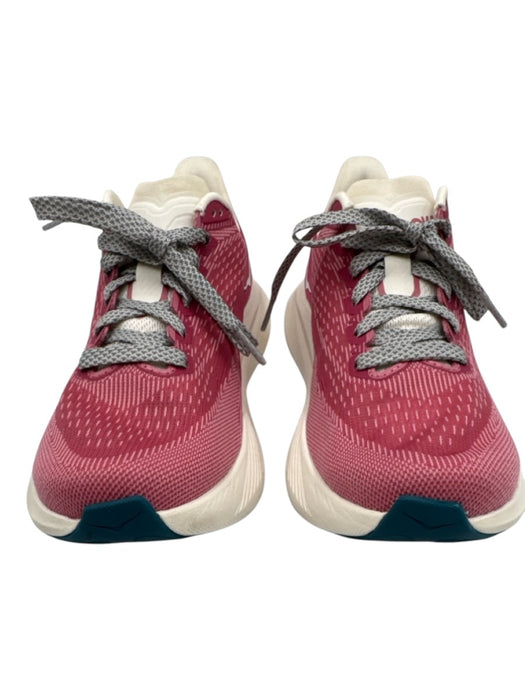 Hoka Shoe Size 8.5 Pink, Gray, White Synthetic Knit Lace Up Low Top Sneakers Pink, Gray, White / 8.5