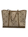 Tory Burch Brown & Beige Canvas & Leather Top Handles Open Top Feet Tote Bag Brown & Beige / M