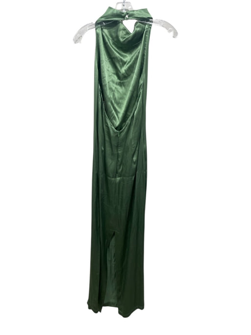 Wolflamb Size M Green Viscose Blend Satin Halter Cowl neck Maxi Dress Green / M