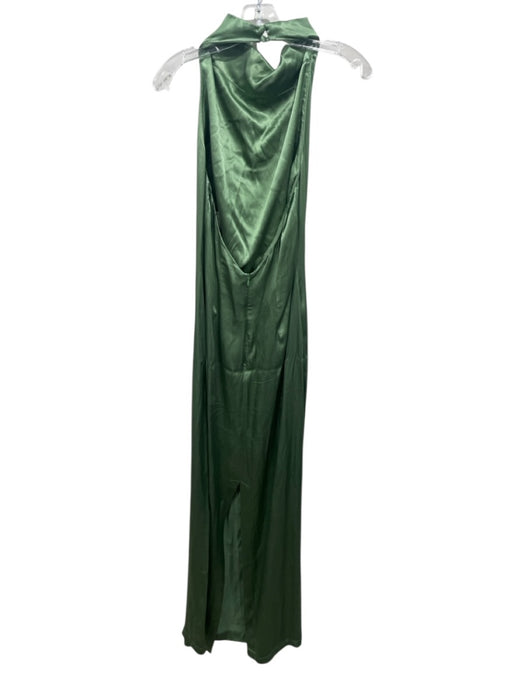 Wolflamb Size M Green Viscose Blend Satin Halter Cowl neck Maxi Dress Green / M